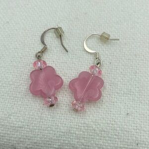 Vintage Pink Floral Dangle Earrings